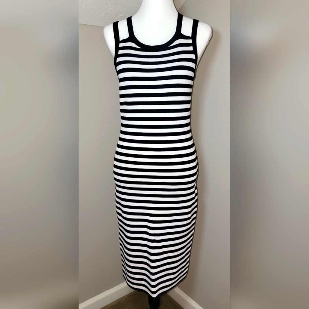 MICHAEL by Michael Kors Navy Striped Dress - Size Medium - Picture 2 of 7